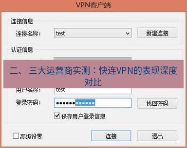 快连VPN 二、 三大运营商实测：快连VPN的表现深度对比